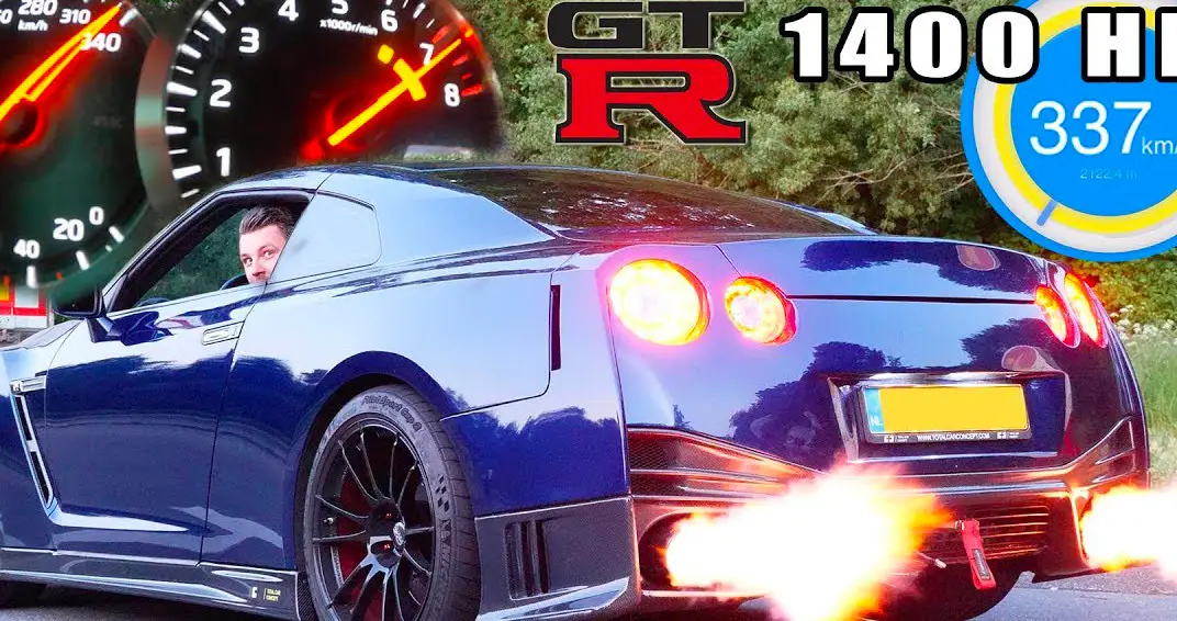 Vmax de 337 km/h pour cette Nissan R35 GT-R de 1400ch !